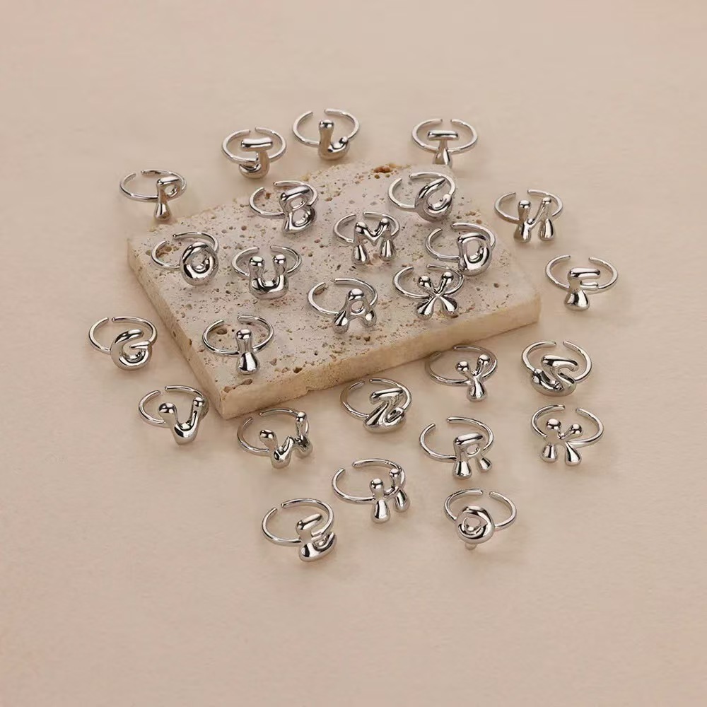 Cute Bubble Letters Ring Gold 18K Gold Plated Ring photo 8