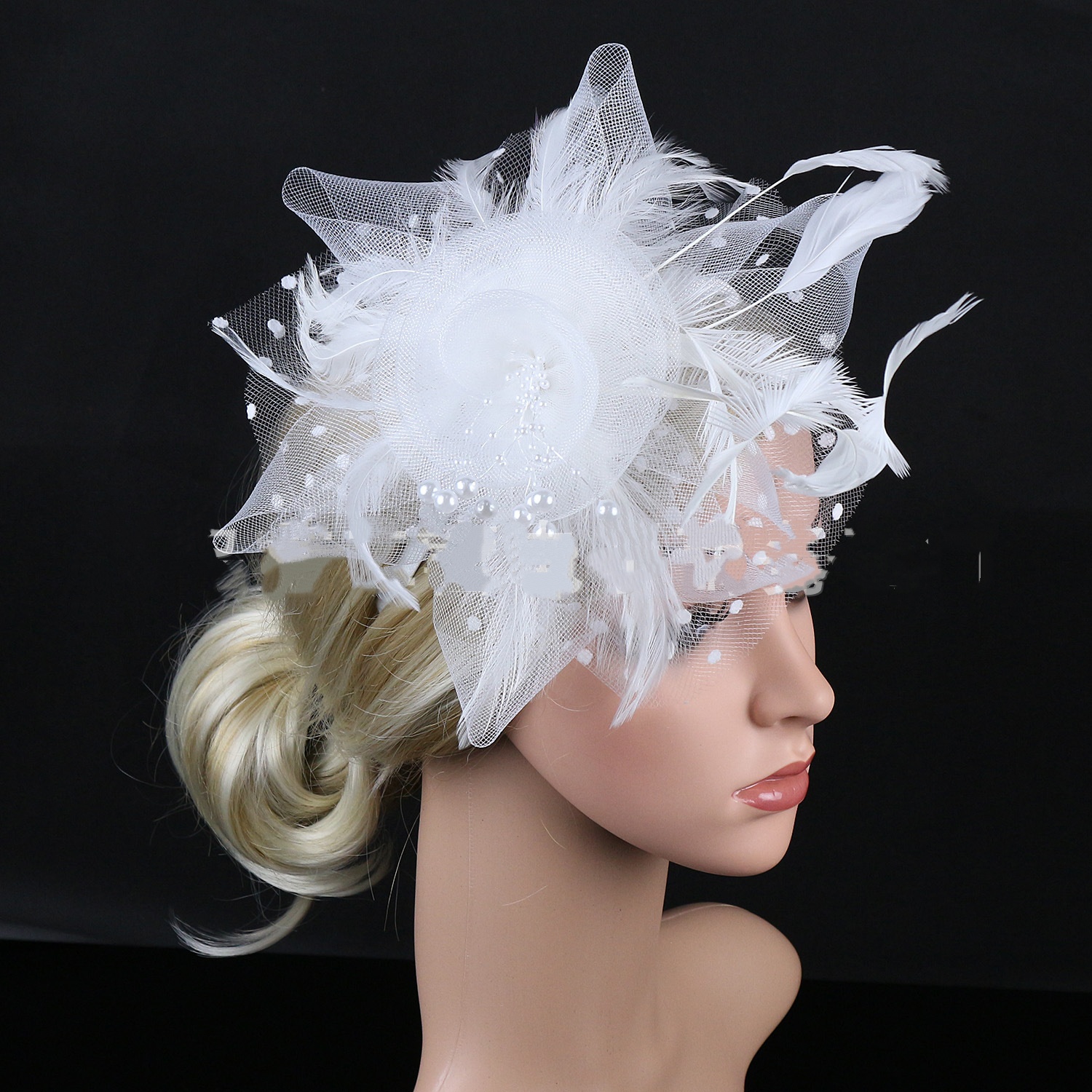 Headwear Bridal Hair Accessories Mesh Billycock Headband photo 1