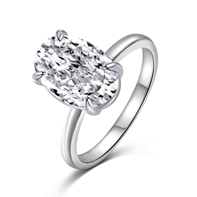 Oval Ring Female Four-claw Cold High Luxury photo 2