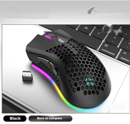 Hollow Out Game Luminous Charging Wireless Mouse photo 3