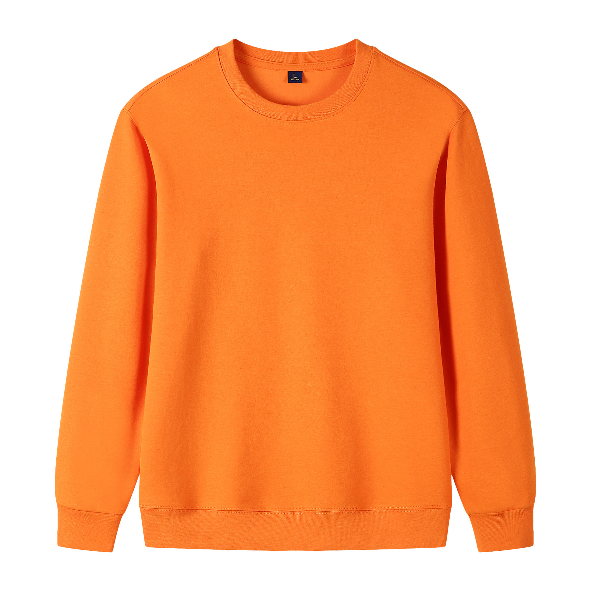 320g Straight Shoulder Pure Cotton Autumn Long Sleeve Round Neck Solid Color Sweatshirt Customized photo 1