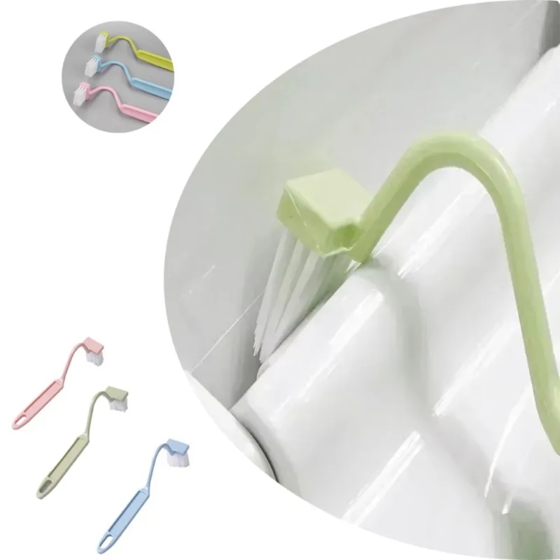 Curved Toilet Brush Gap Cleaning Tool Bathroom Accessory Long Handle Wall Mounted Toilet Soft Bristle Brush Plastic Durable photo 1