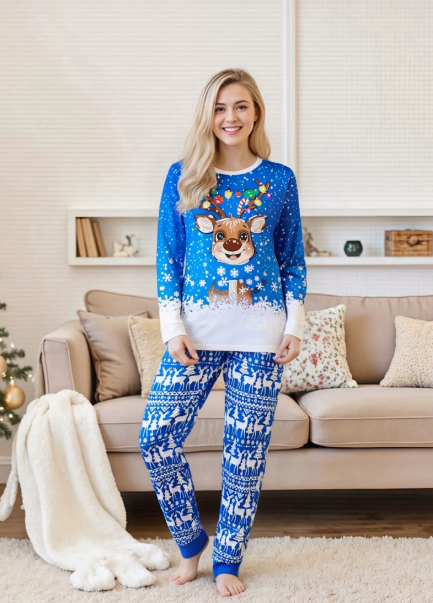 European And American-style Christmas Loungewear Plaid Red And White Raglan Long-sleeve Top And Pants photo 3