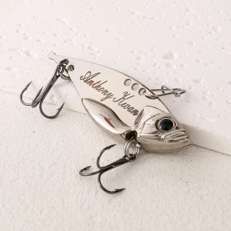 Personalized Engraved Fishhook Fishing Lure Pendant photo 2