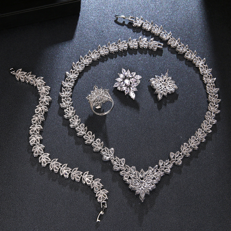 The Dazzling Set Is Handcrafted With Copper And Set With Zircon Stones. photo 1