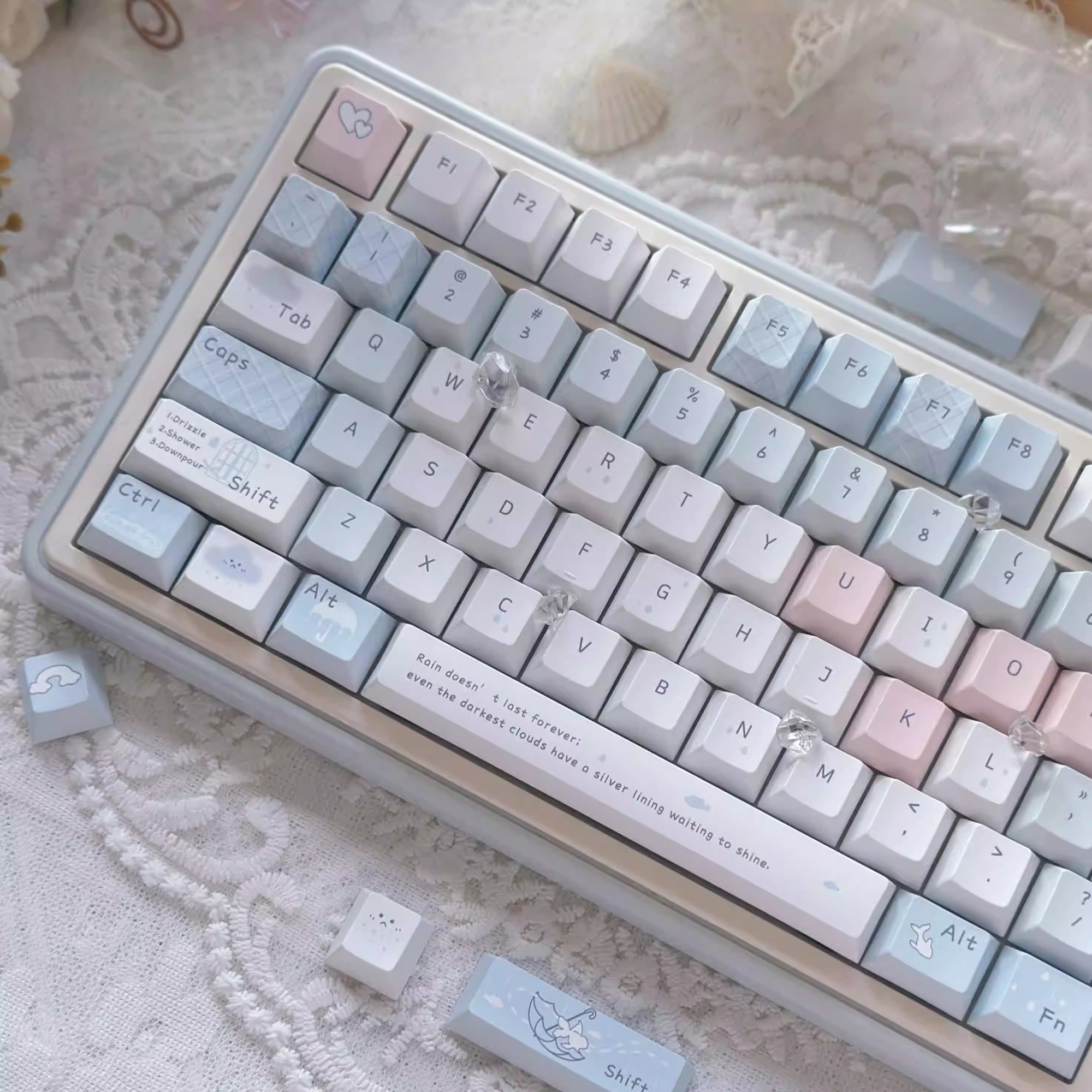 Blue Rain Five-sided Sublimation Cute Keycaps Suitable For Mechanical Keyboards photo 2