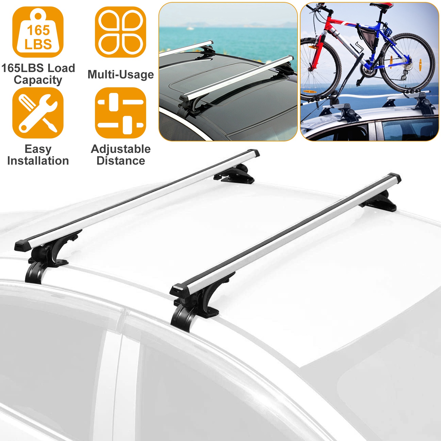 47.24in Universal Top Roof Rack Cross Bar Cargo Carrier Aluminum Crossbar Rack photo 2