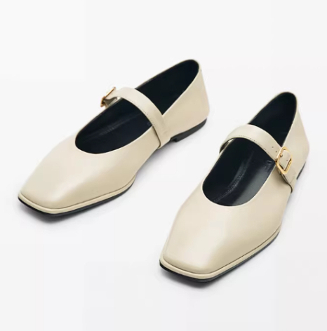 Genuine Leather Square-toe Flat Shoes For Women With Shallow Mouth And Single Strap photo 3