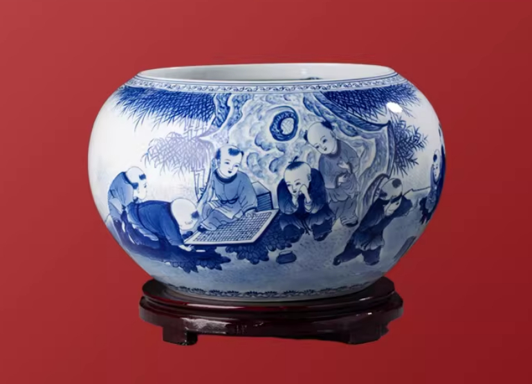 Hand-Painted Blue-and-White Treasure Basin Living Room Decorative Piece photo 6
