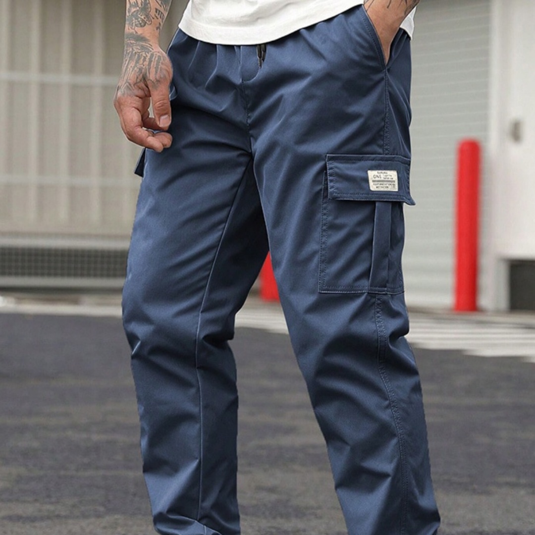 Men's Retro Drawstring Multi Pocket Workwear Casual Pants photo 1
