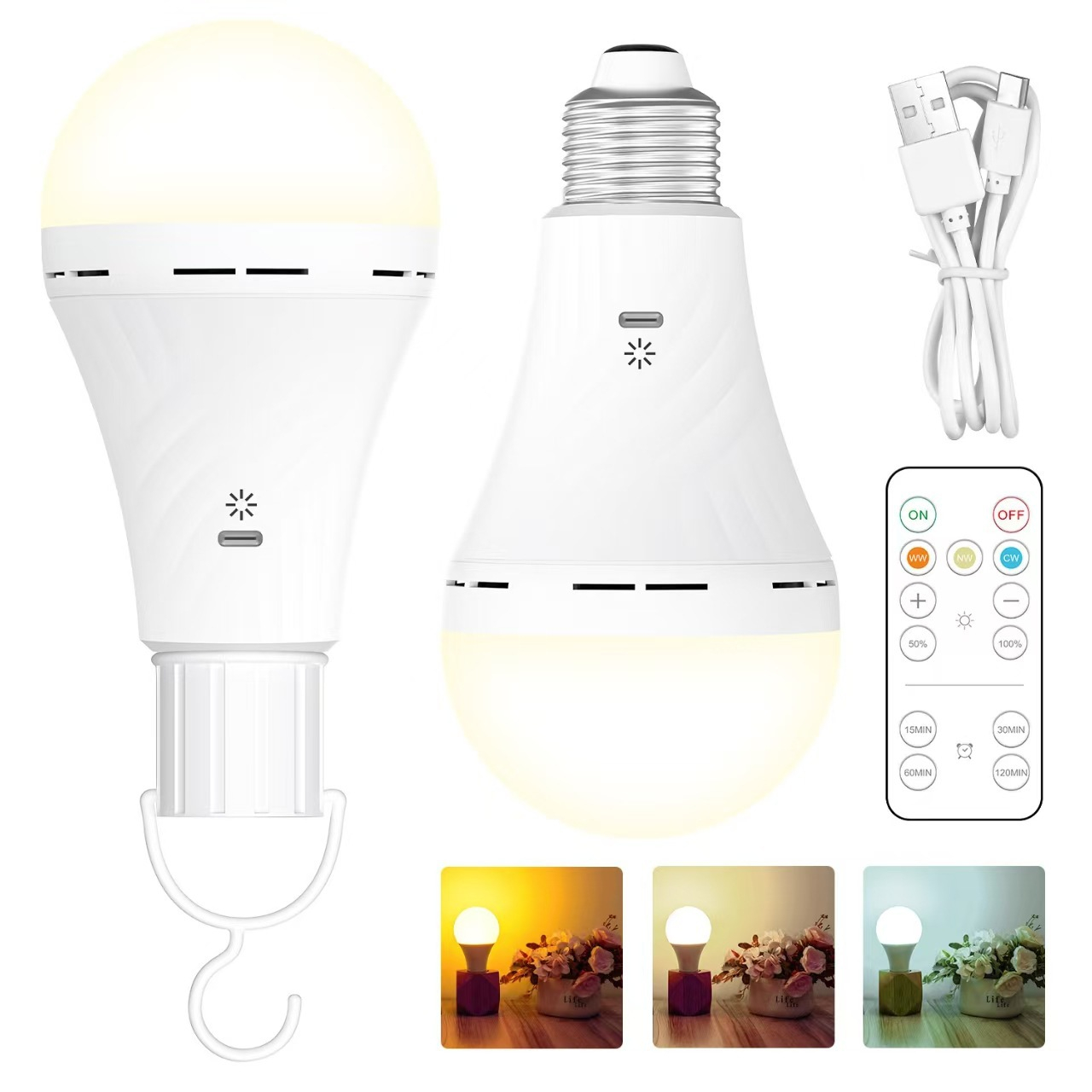 E27 Screw Base Tri-Color RGB Timer-Controlled Dimmable Bulb photo 8