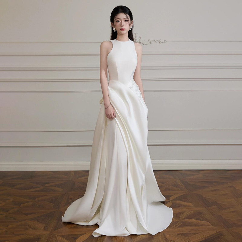 French-style Strapless Lightweight Wedding Dress Chic And Luxe Satin photo 1
