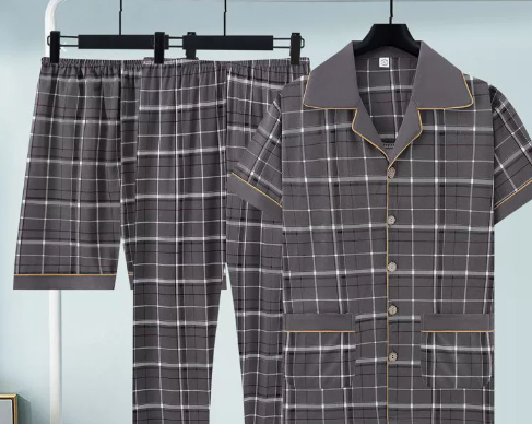 Pure Cotton Three-Piece Pajama Set For Men photo 4