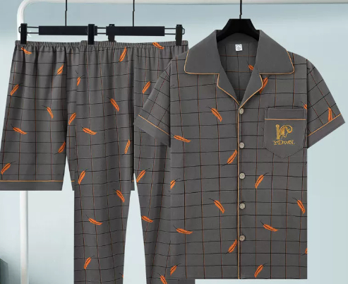 Pure Cotton Three-Piece Pajama Set For Men photo 3