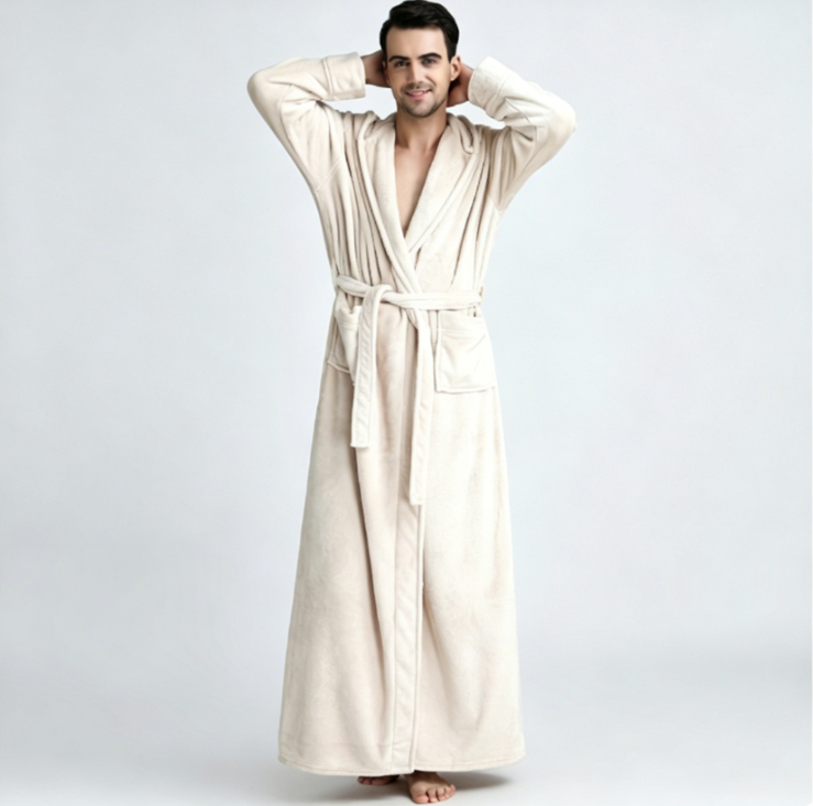 Couples AutumnWinter Hooded Warm Flannel Robe photo 8