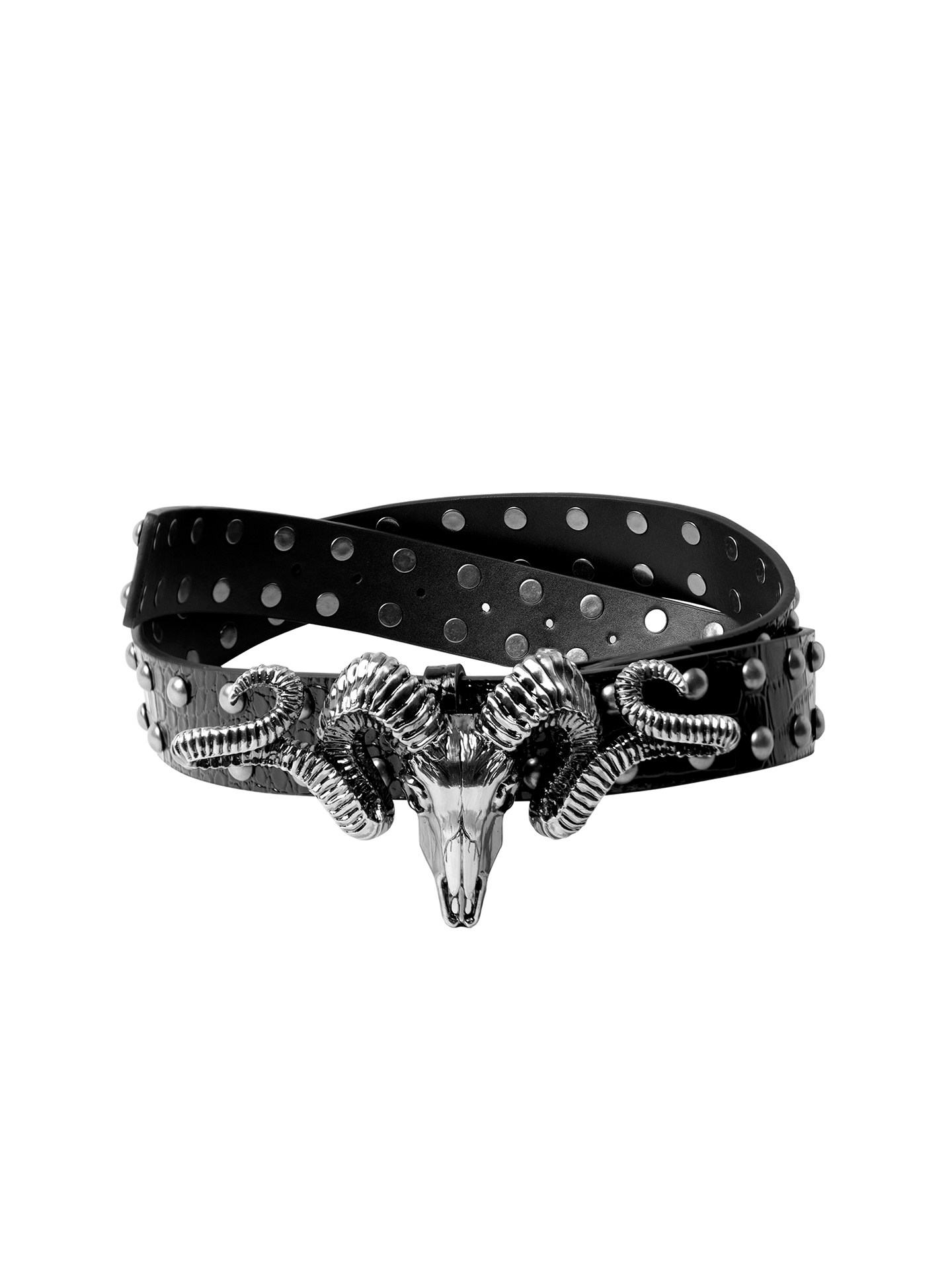 Distressed Skull And Sheep-head Belt Made From Full-grain Cowhide photo 4