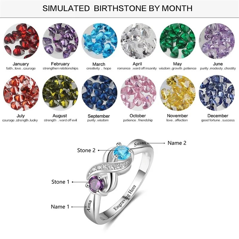 12th Birthday Stone Love Heart Ring Female photo 6