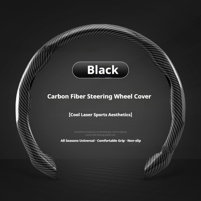 All-in-One Laser-Cut Carbon-Fiber Pattern Non-Slip Ultra-Thin Steering Wheel Cover photo 6
