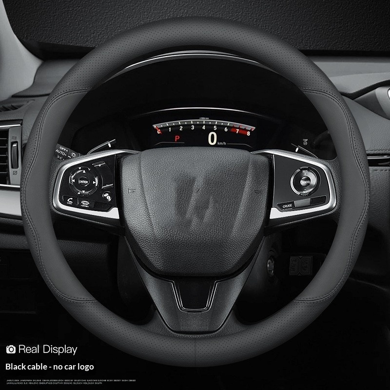 Cowhide Steering Wheel Cover Sporty Style photo 1