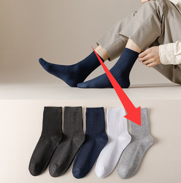 Mens Mid-Waist Solid-Color Cotton Long Socks For Autumn And Winter photo 4