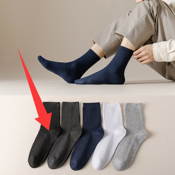 Mens Mid-Waist Solid-Color Cotton Long Socks For Autumn And Winter photo 2