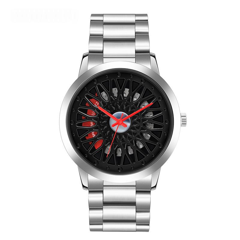 Hollowed-out Wheel Watch Waterproof Steel Band Business Style For Teenagers photo 3