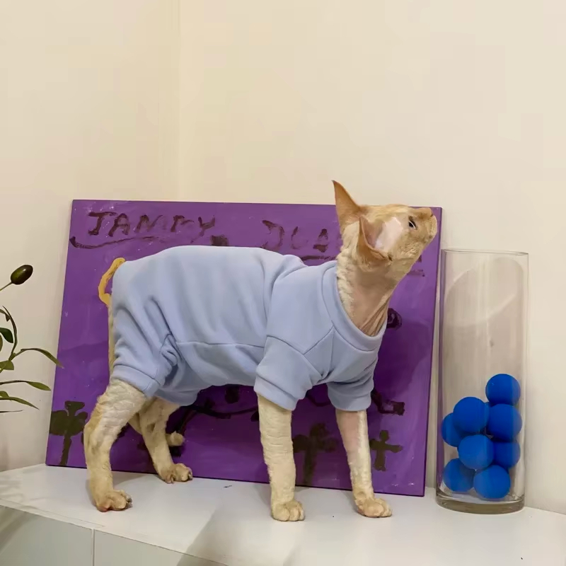 Sphynx Cat Four-legged Pajamas Soft Fleece Warm Jumpsuit Winter Clothing For Hairless Cats Kittens Devon Rex photo 7