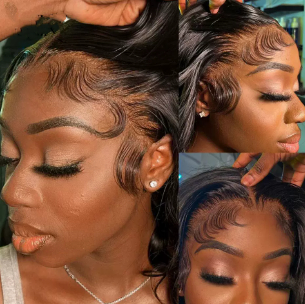 Body Wave 4x4 Transparent Lace Front Bob Wig 13x4 Human Hair photo 5