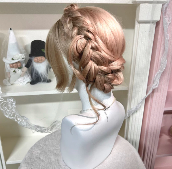 Custom Braided Wig Sweet-girl Style Full-head Wig With Side-updo photo 5