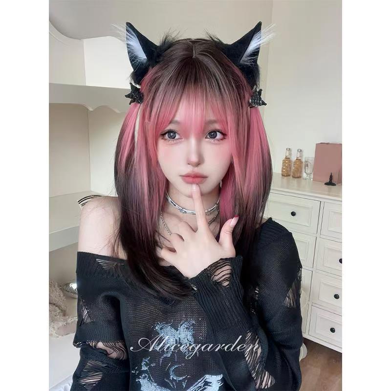 Milk-brown Ombre High-layered Explosion-top Dyed Synthetic Full-head Wig photo 6