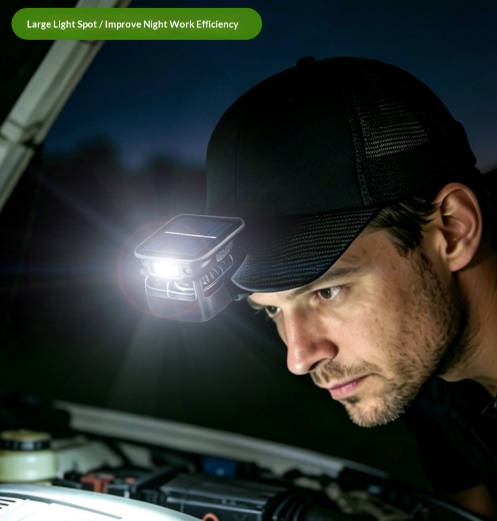 Solar-powered Cap-mounted Headlamp With Long Battery Life And Lithium Battery photo 3