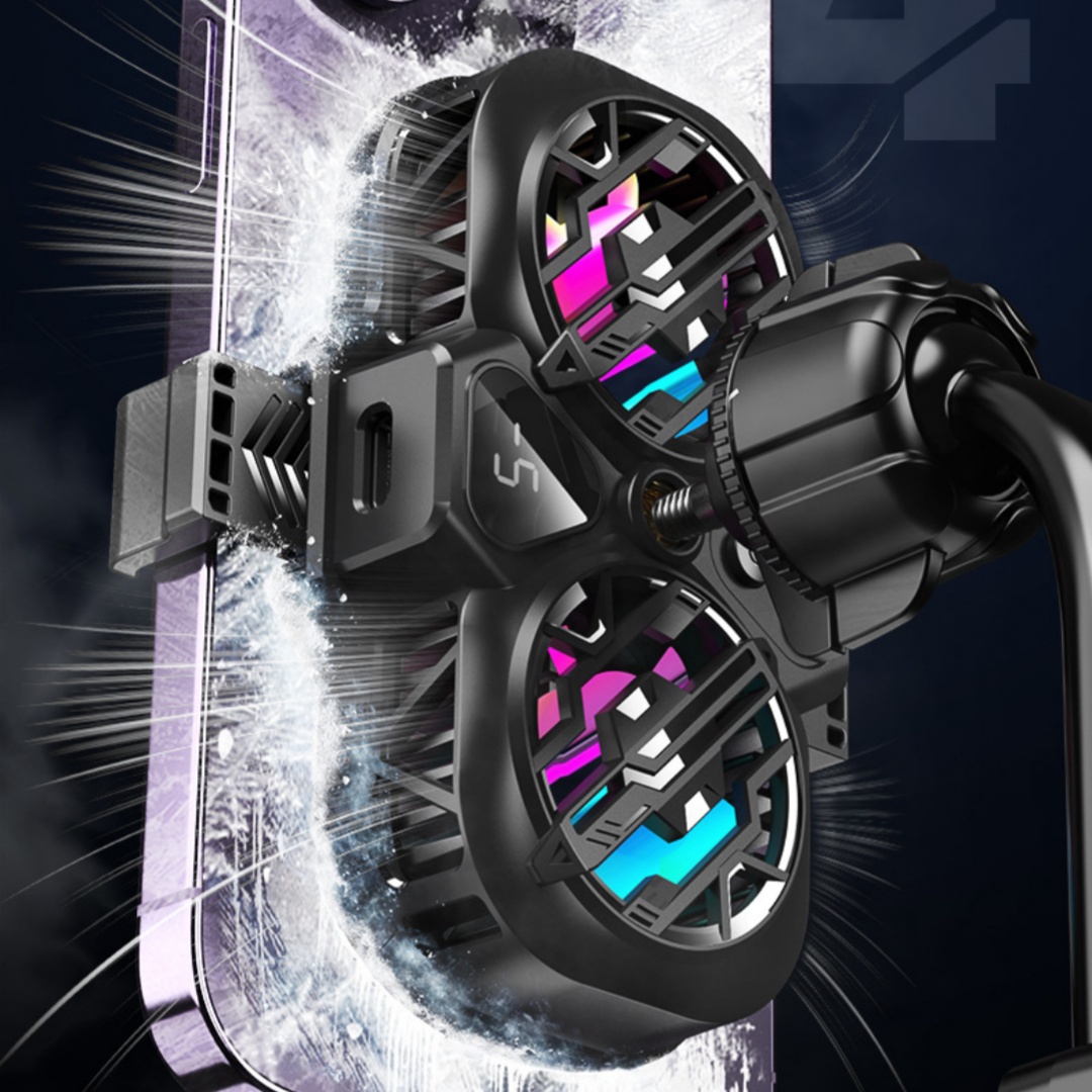 RGB-illuminated Dual-turbine Semiconductor Digital-display Phone Cooler photo 3
