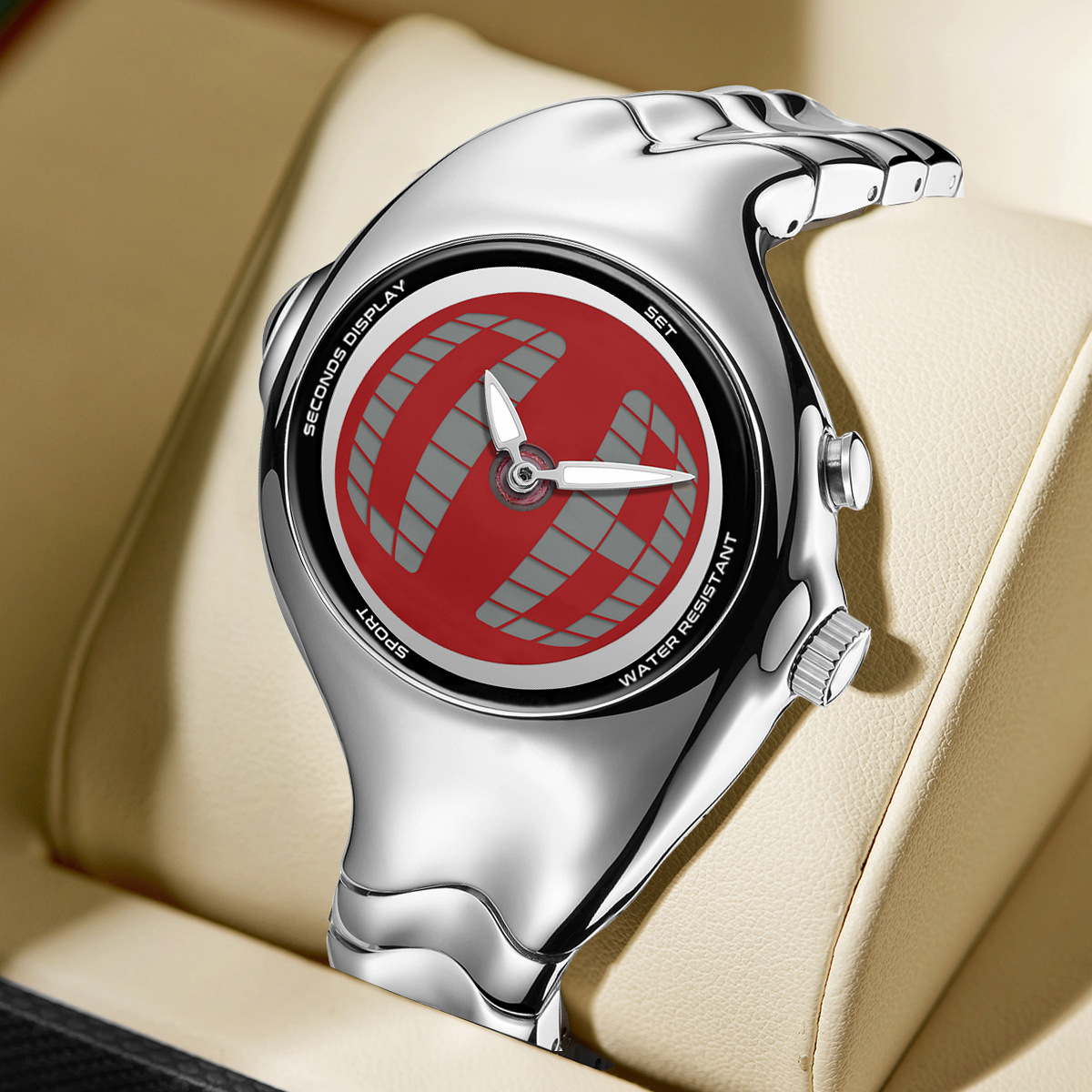 Mens Twisted Vintage Asymmetric Dual-Display Watch photo 1