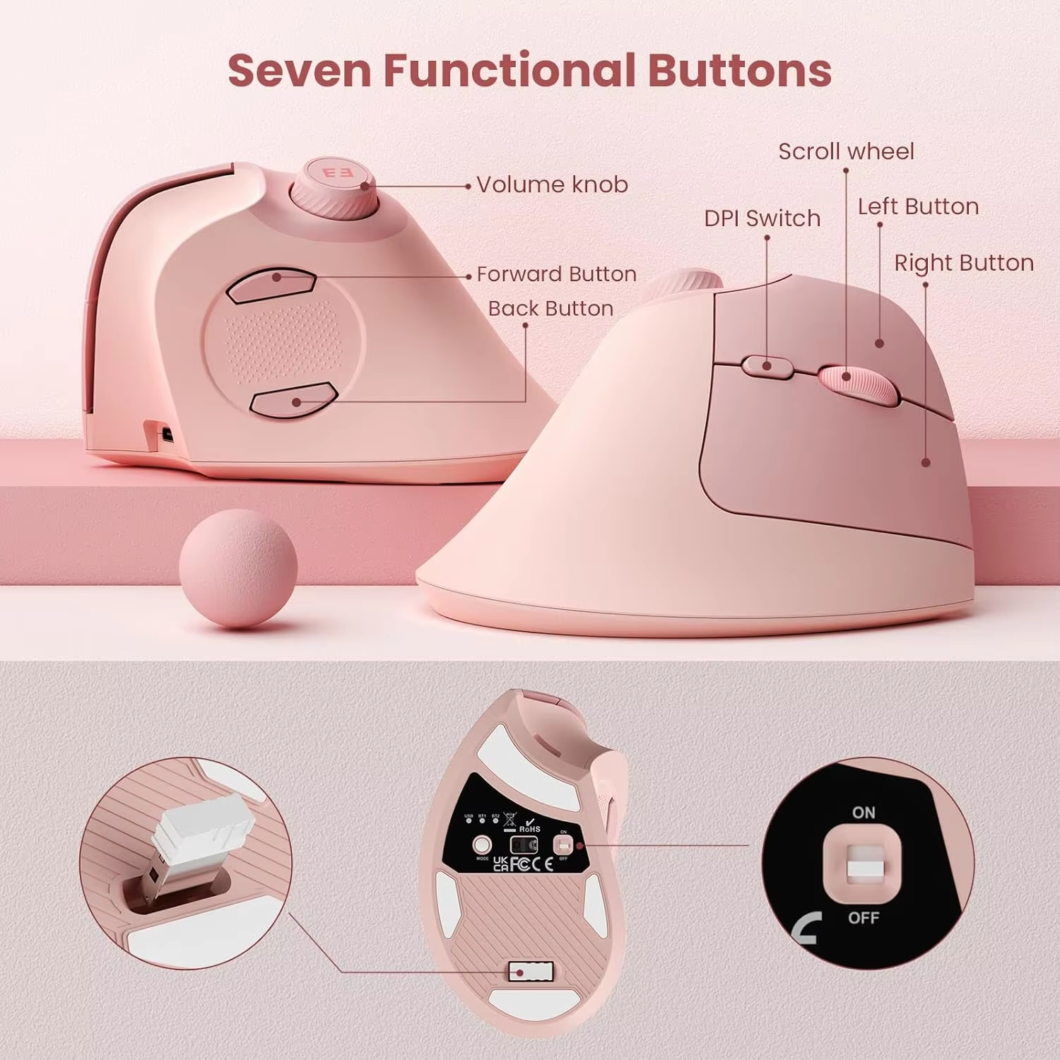 Seenda Ergonomic Bluetooth 24G Wireless Mouse With Volume K photo 7