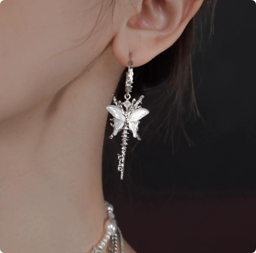 Butterfly Tassel Earrings With 925 Silver Hooks photo 2