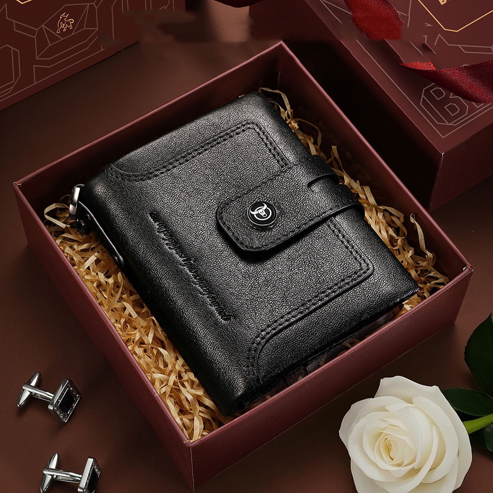Zipper-top Buckle Genuine Leather Mens Wallet photo 1