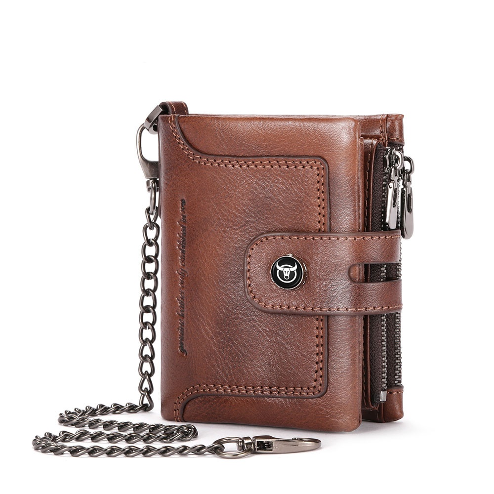 Zipper-top Buckle Genuine Leather Mens Wallet photo 3