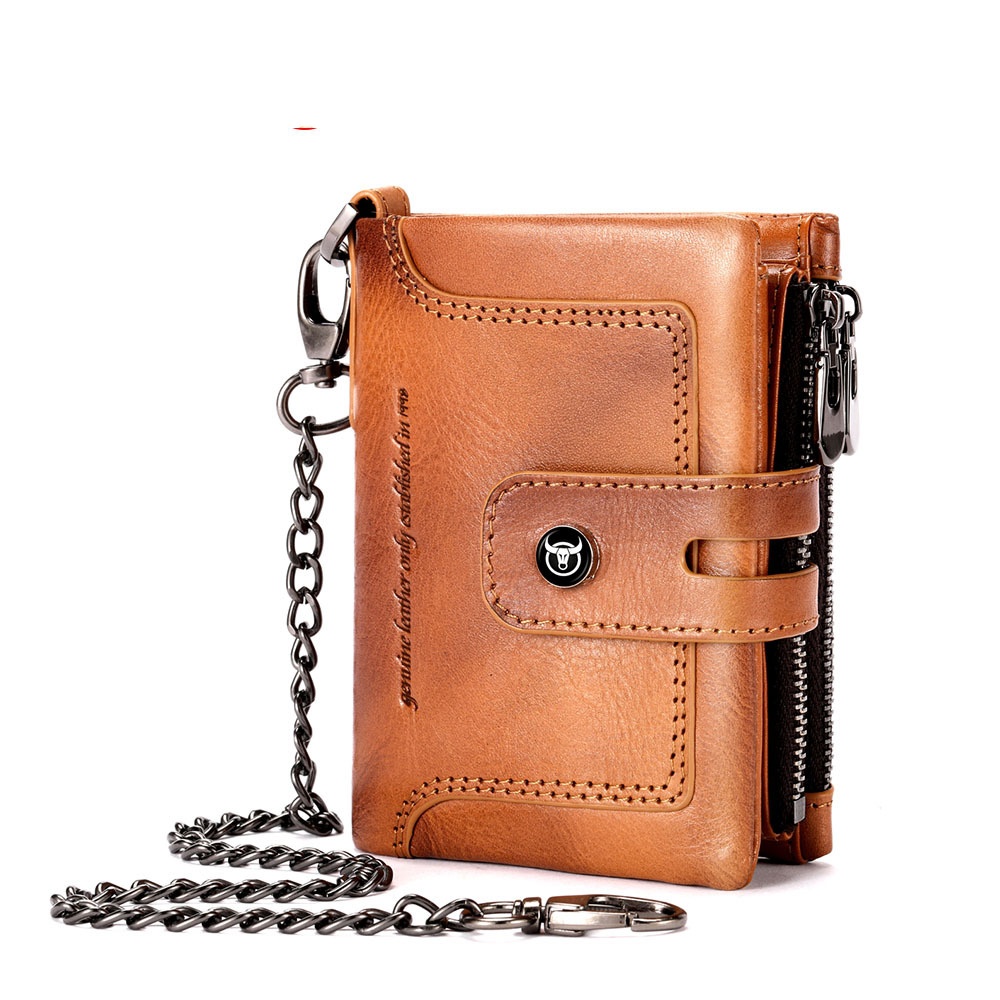 Zipper-top Buckle Genuine Leather Mens Wallet photo 4