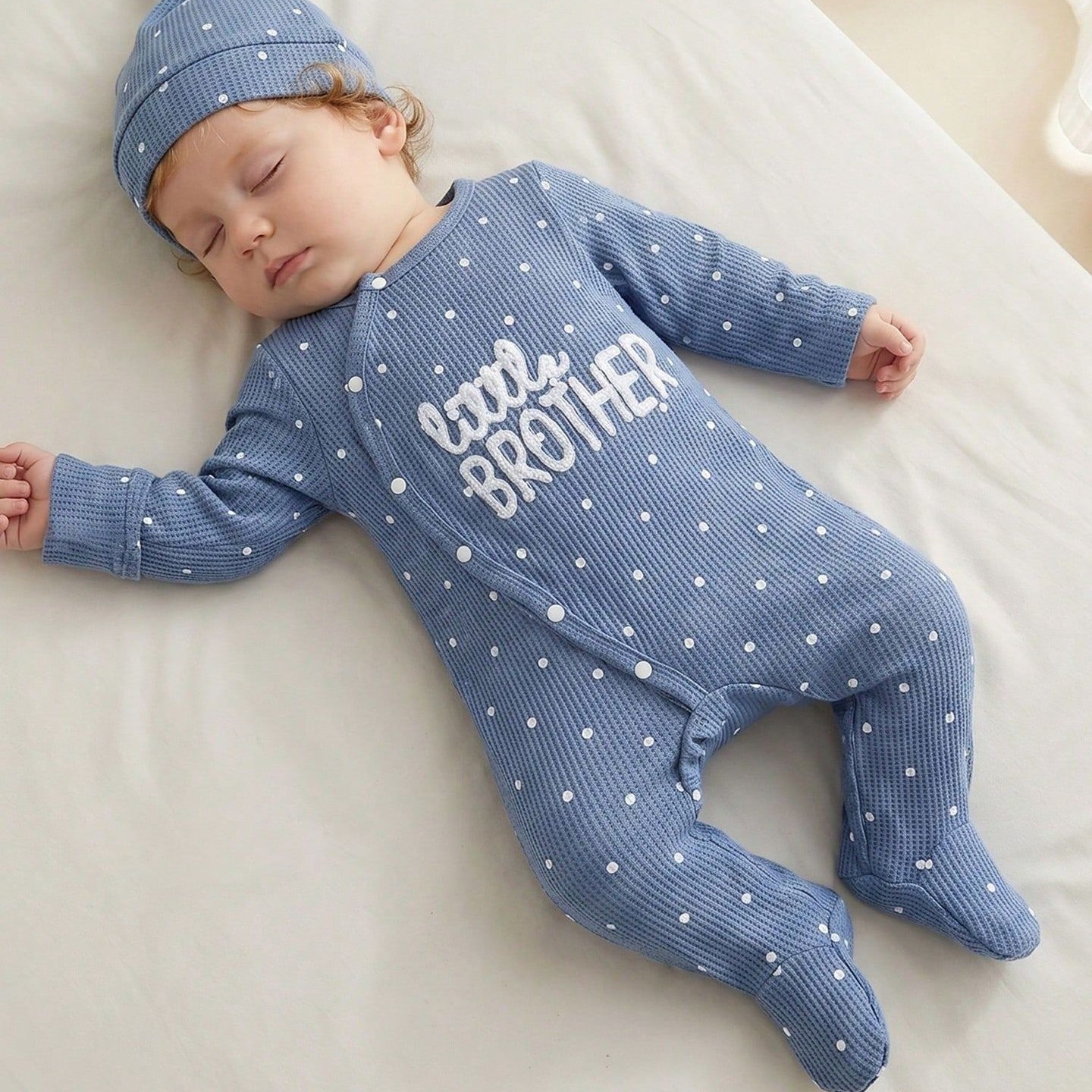Single-breasted Footed Romper With Hat Two Pieces photo 1