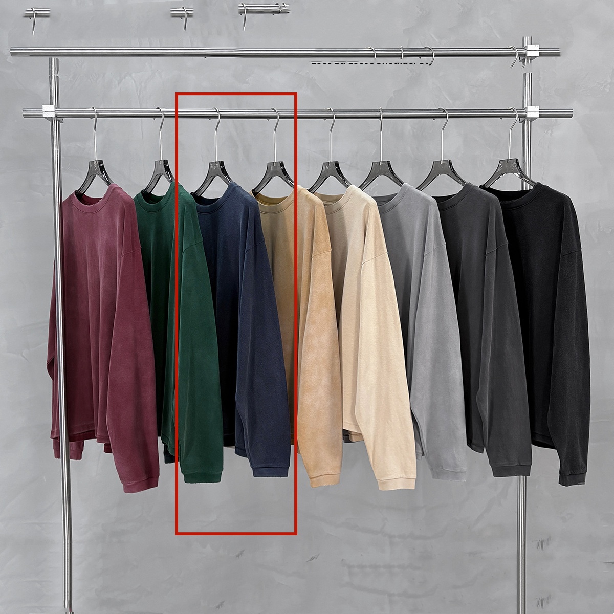 Mens Fallwinter Long-sleeve Pure Cotton Vintage Washed Loose-fit Drop-shoulder Top photo 5
