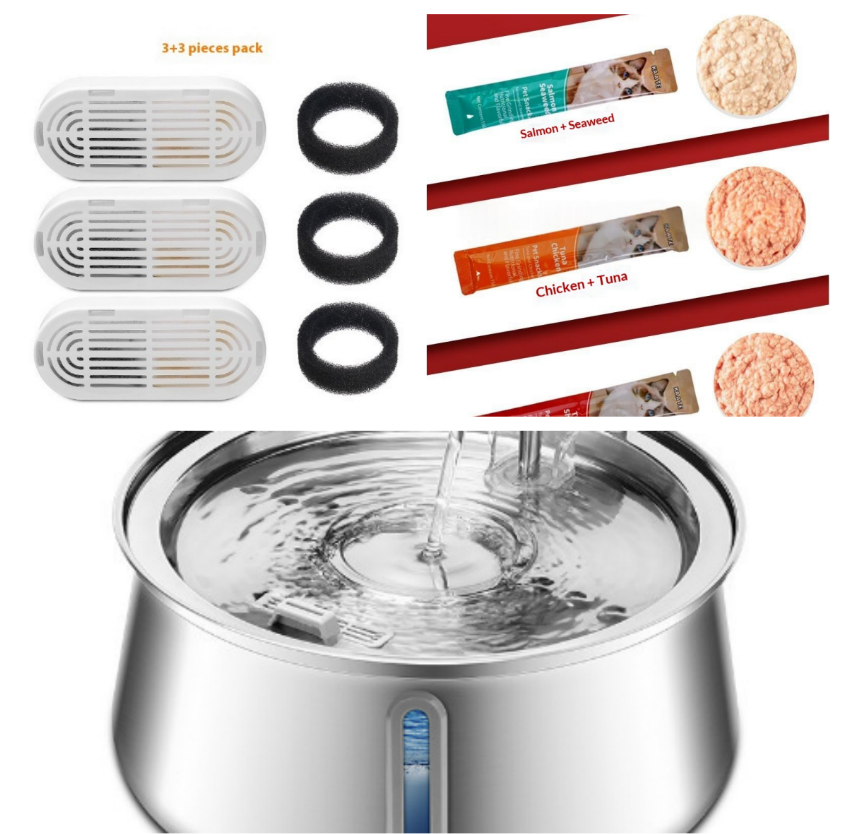 All Stainless Steel Pet Water Dispenser Round Runway Type Large Capacity Dogs And Cats Water Dispenser photo 1