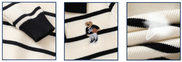 Striped Sweater Children's Single-Layer Embroidered Top photo 5