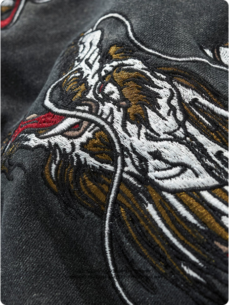 Mens Loose-Fit Sweatshirt With Dragon Embroidery And Round Neck photo 5