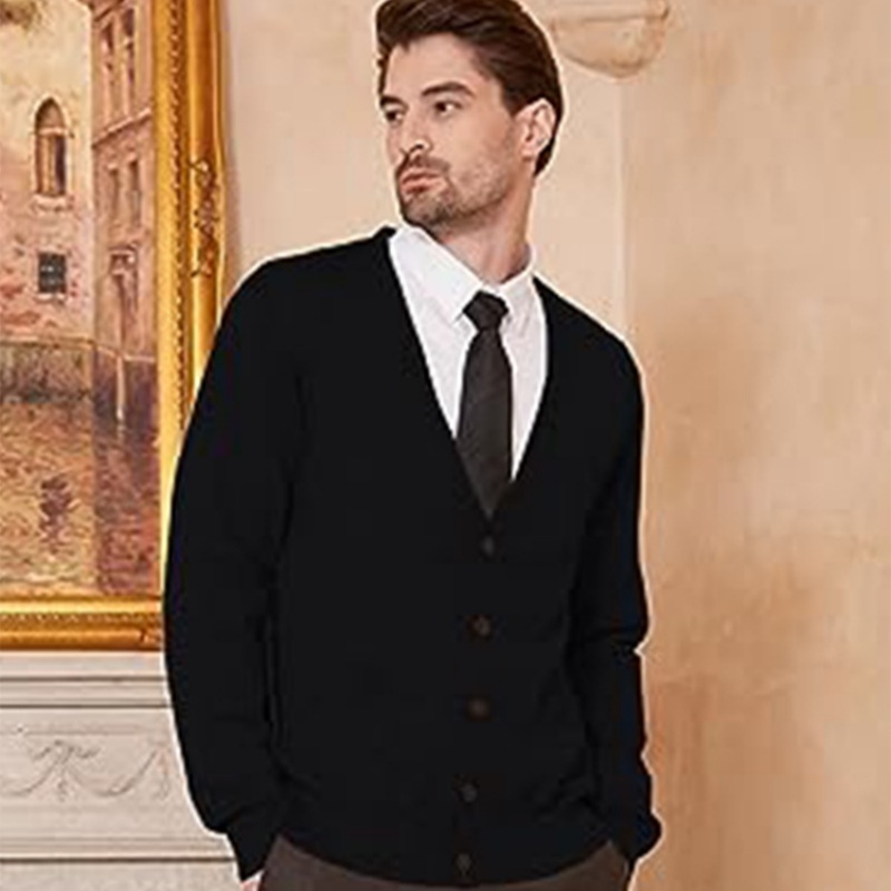 Mens Long-Sleeve Knitted Vest Jacket photo 1