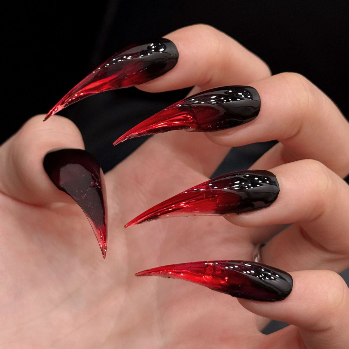 Red Black Dragon Claw Press On False Nails photo 2