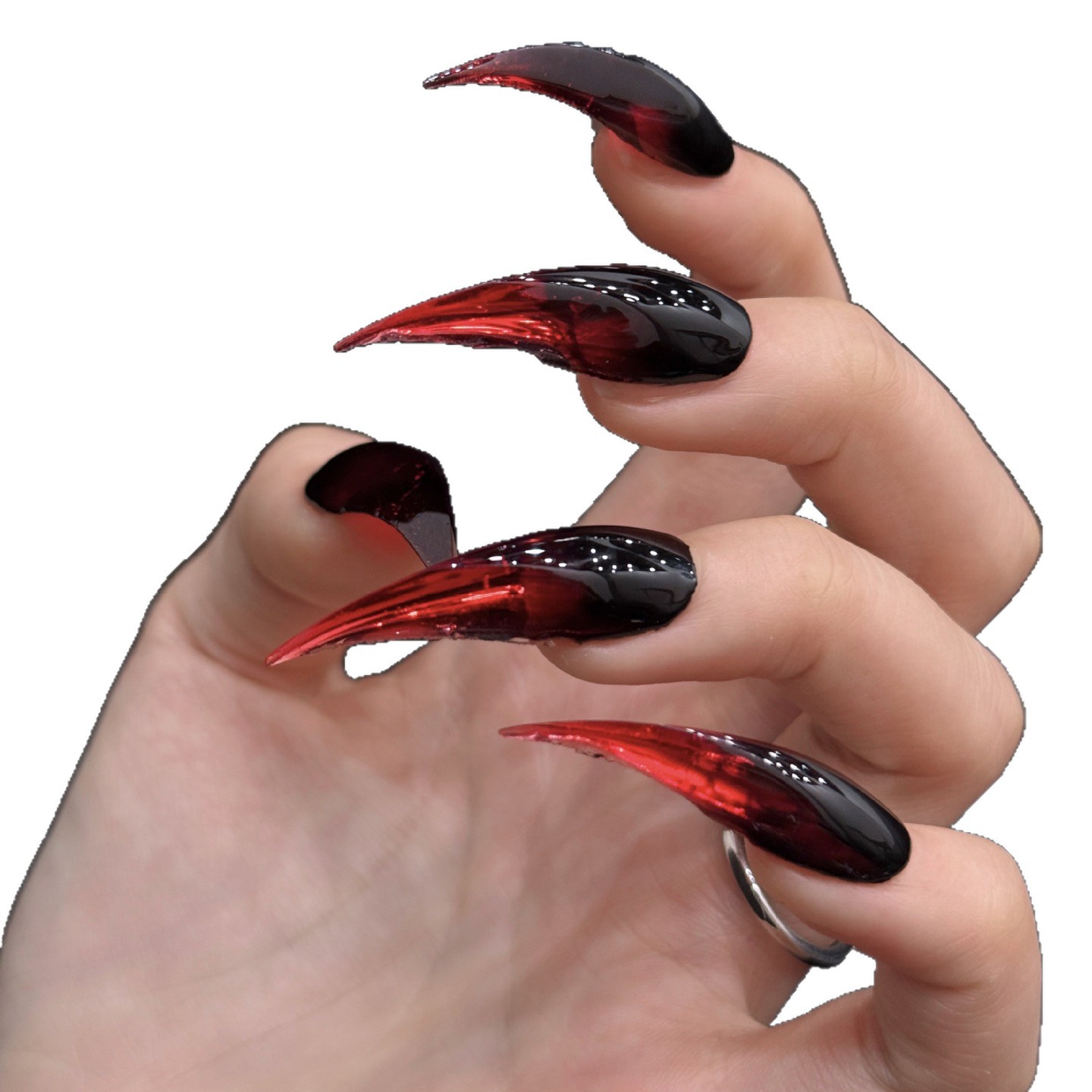 Red Black Dragon Claw Press On False Nails photo 5