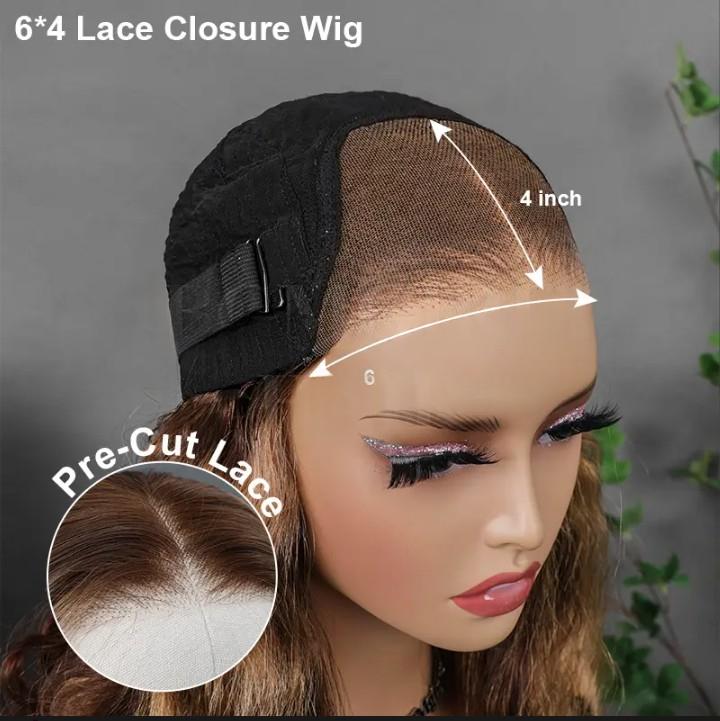 24inch Brown Highlight Body Wave Wear Go Wig 7x5 Lace Closure 180% Color Draw String Glueless Wig photo 3