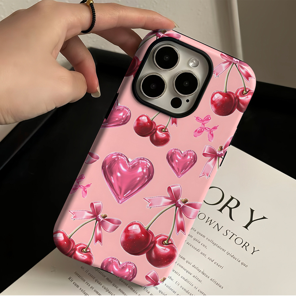 Plaid Cherry High Appearance Phone Case For Girls photo 1