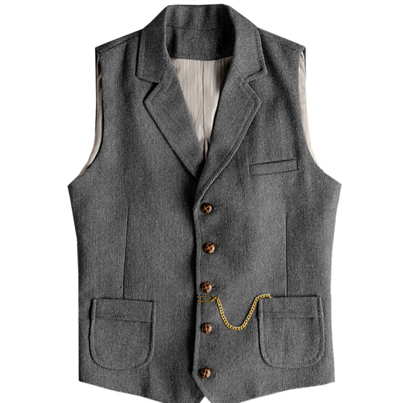 Mens New Herringbone Casual Vest photo 1