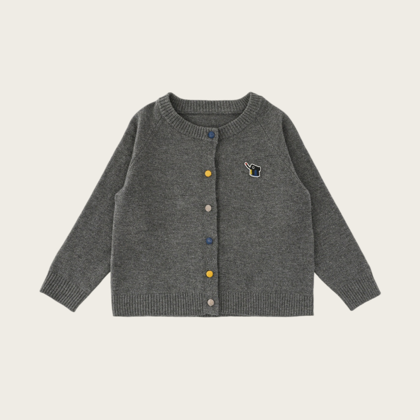 Girls' Striped Solid-color Cardigan Sweater photo 1